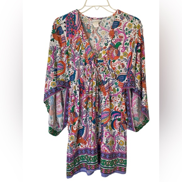 Trina Turk Jungle Beach Paisely-Print Tunic Cover-Up Size Medium Resort Vacation - Picture 4 of 6